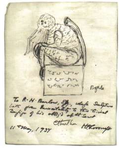 A sketch of Cthulhu drawn by Lovecraft, May 11, 1934